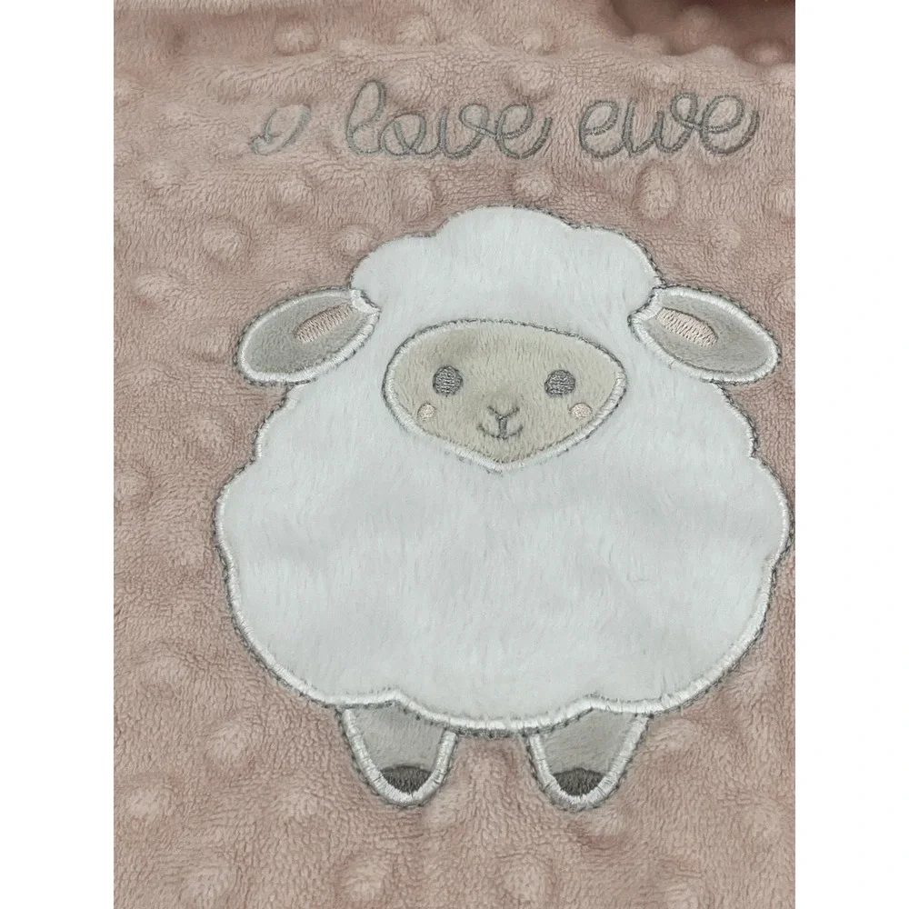 Lil' Llama Baby Blanket Pink Bobbles Hem Stars Teal Yellow I Love Ewe 28